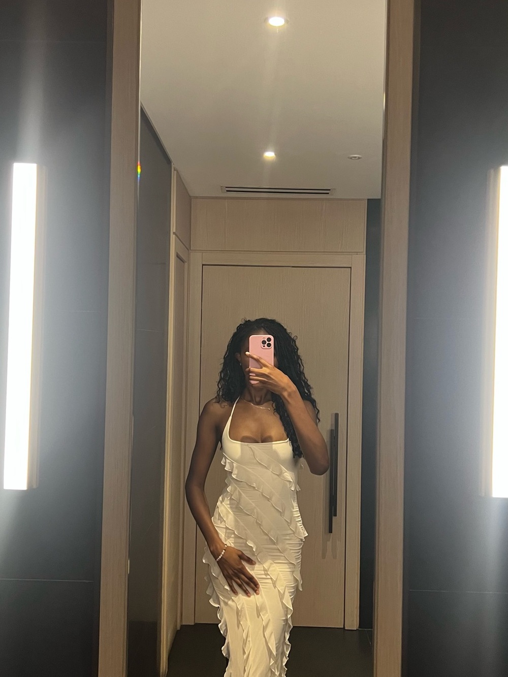 Oh Polly White One-Shoulder Ruffle Bodycon Dress